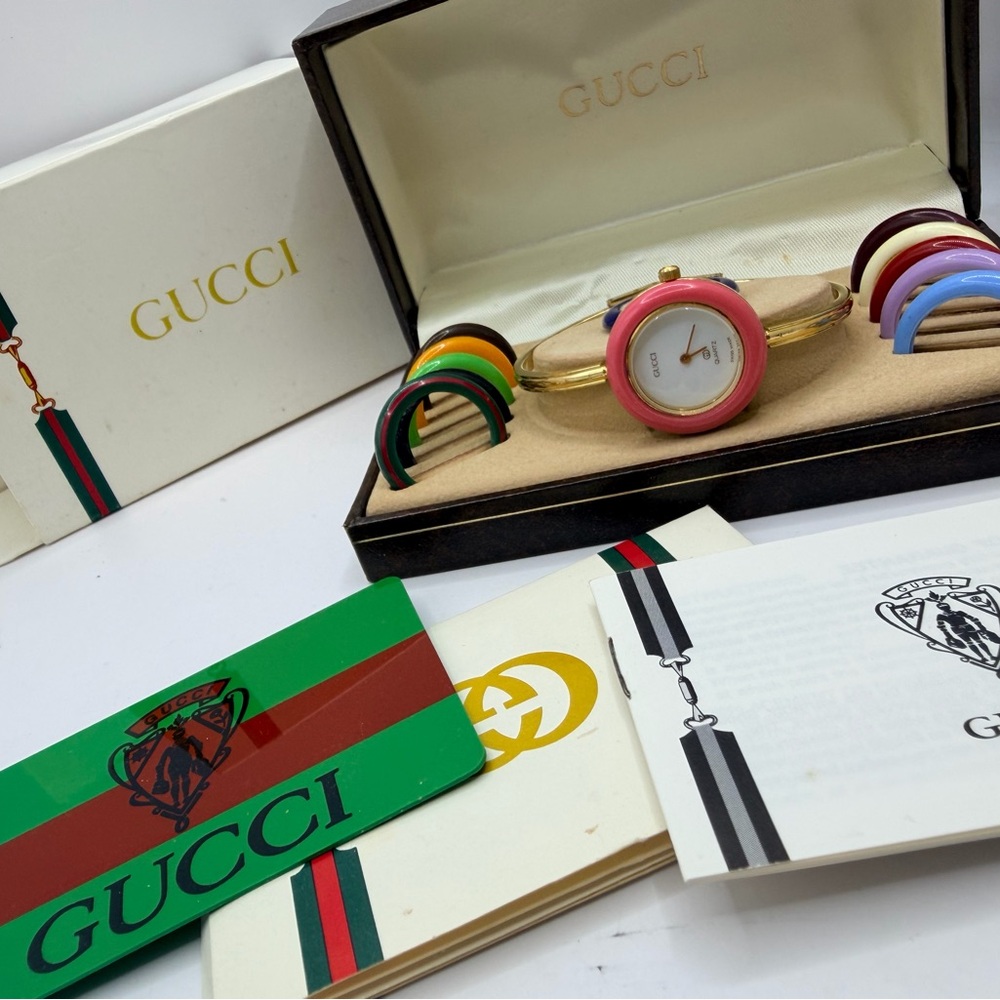 Gucci Gold Watch with Colorful Bezels